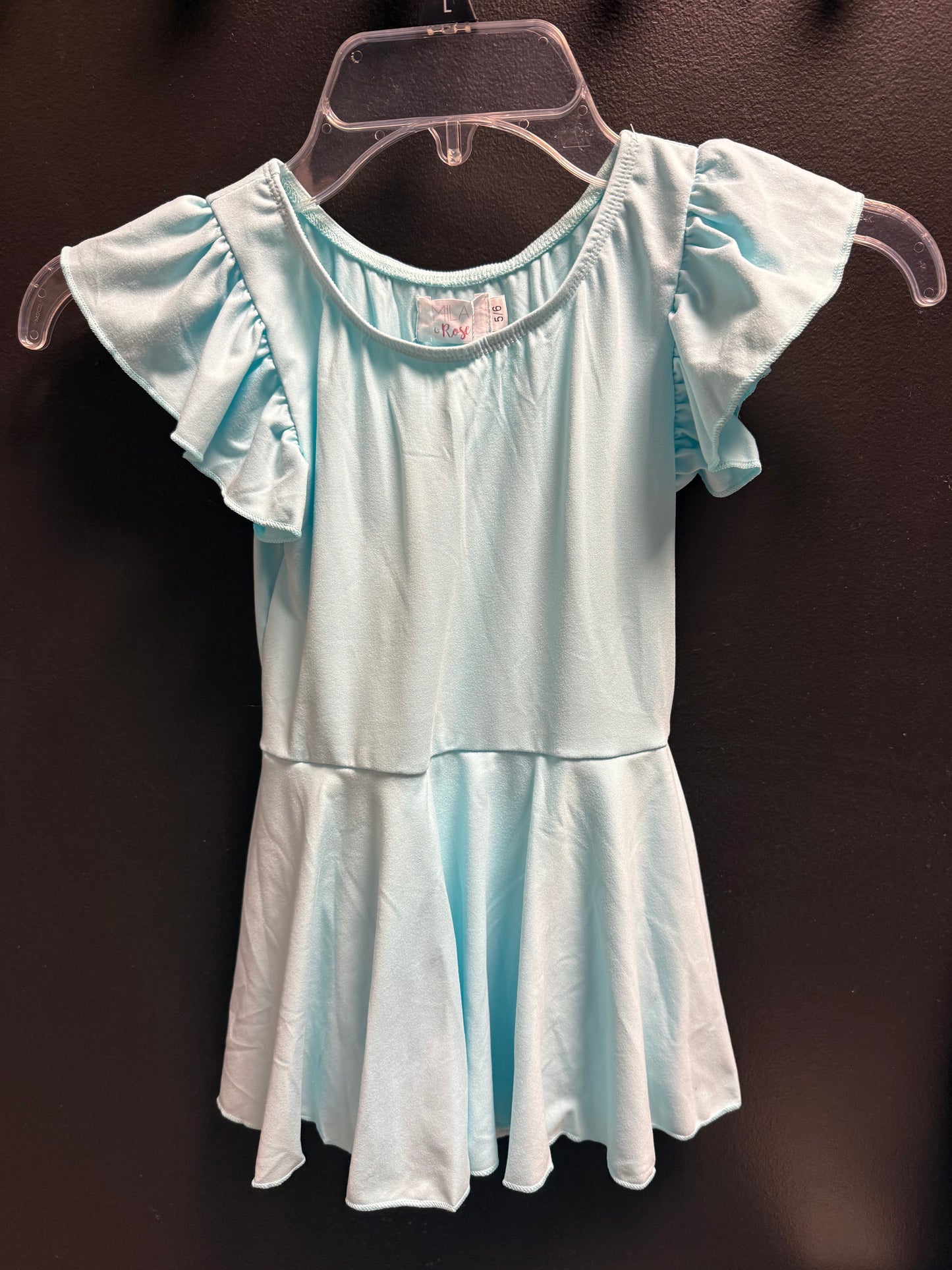 Blue Skirted Flutter Sleeve Leo