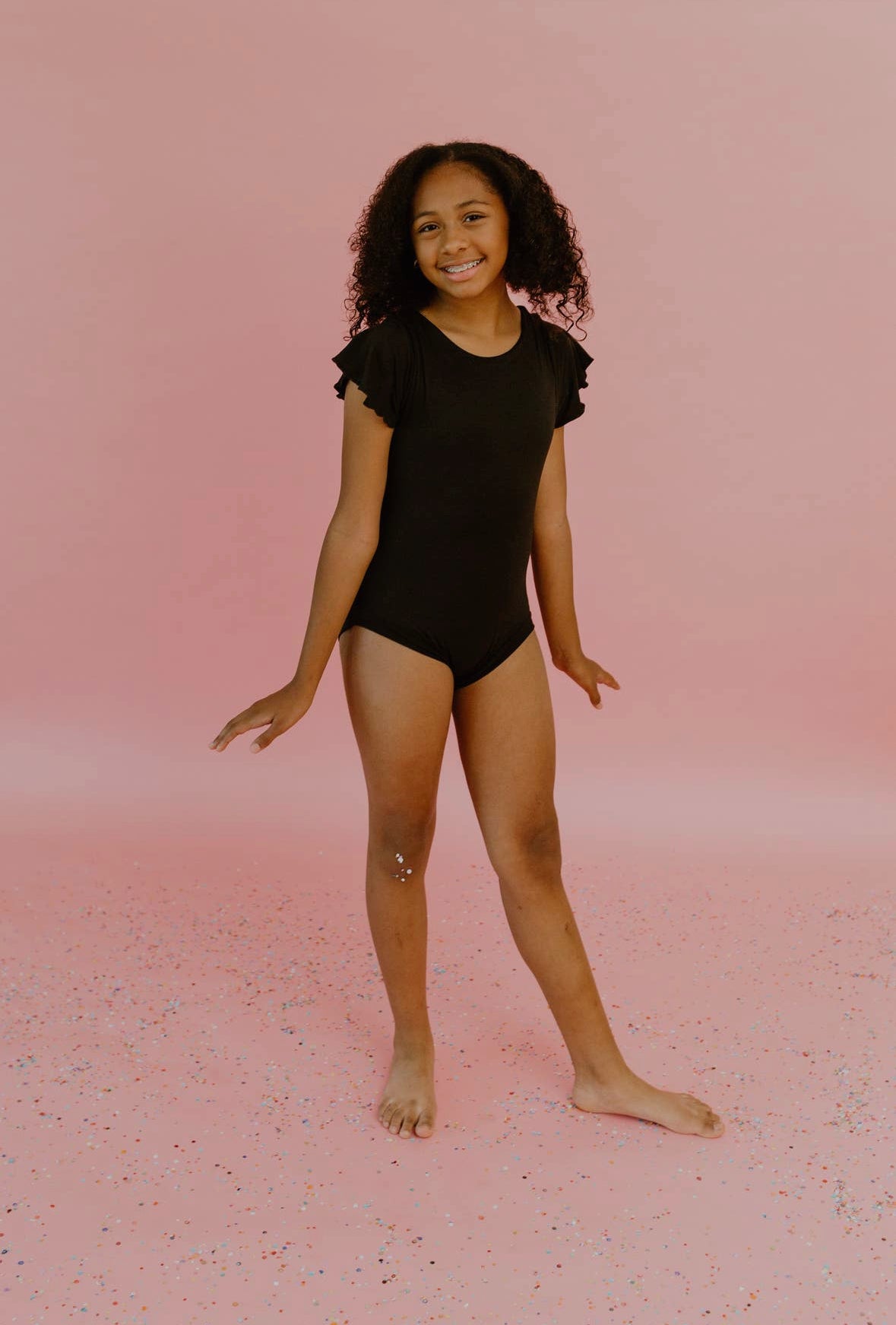 Black Ruffle Sleeve Leotard