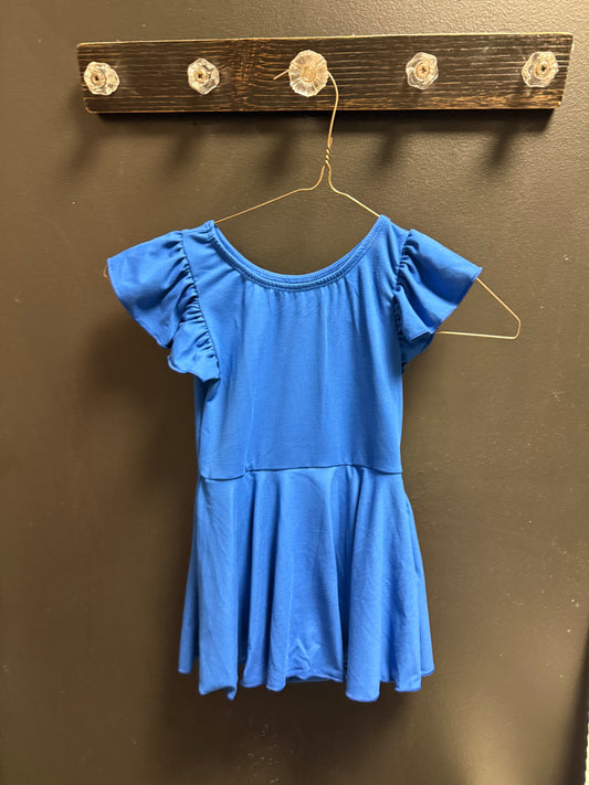 Blue Skirted Flutter Sleeve Leo