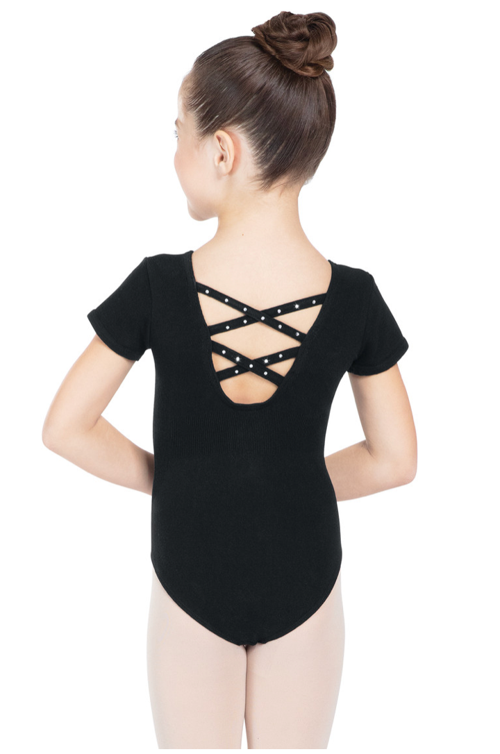 Rhinestone Crossback Leotard - Pink or Black