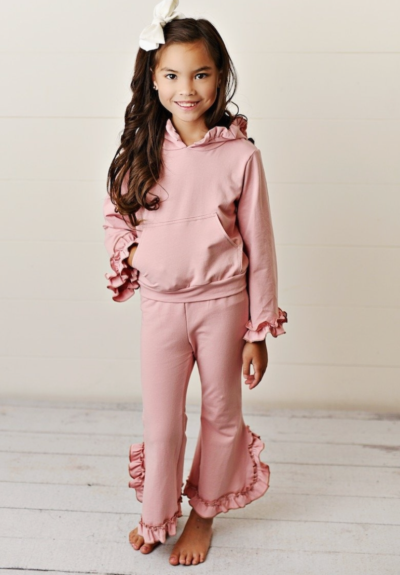 Dusty Pink Hooded Ruffle Set